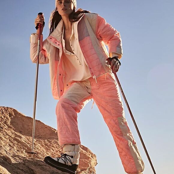 FREE PEOPLE SUNRISE SKI PANTS PINK COMBO NWT SIZES - Picture 3 of 7